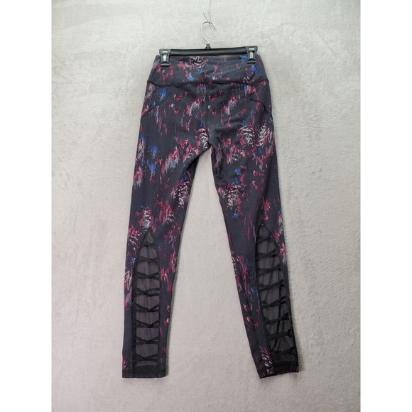 Victoria Sport Leggings Women Medium Multicolor Mesh Lace Up Panel Elastic Waist - Picture 2 of 6